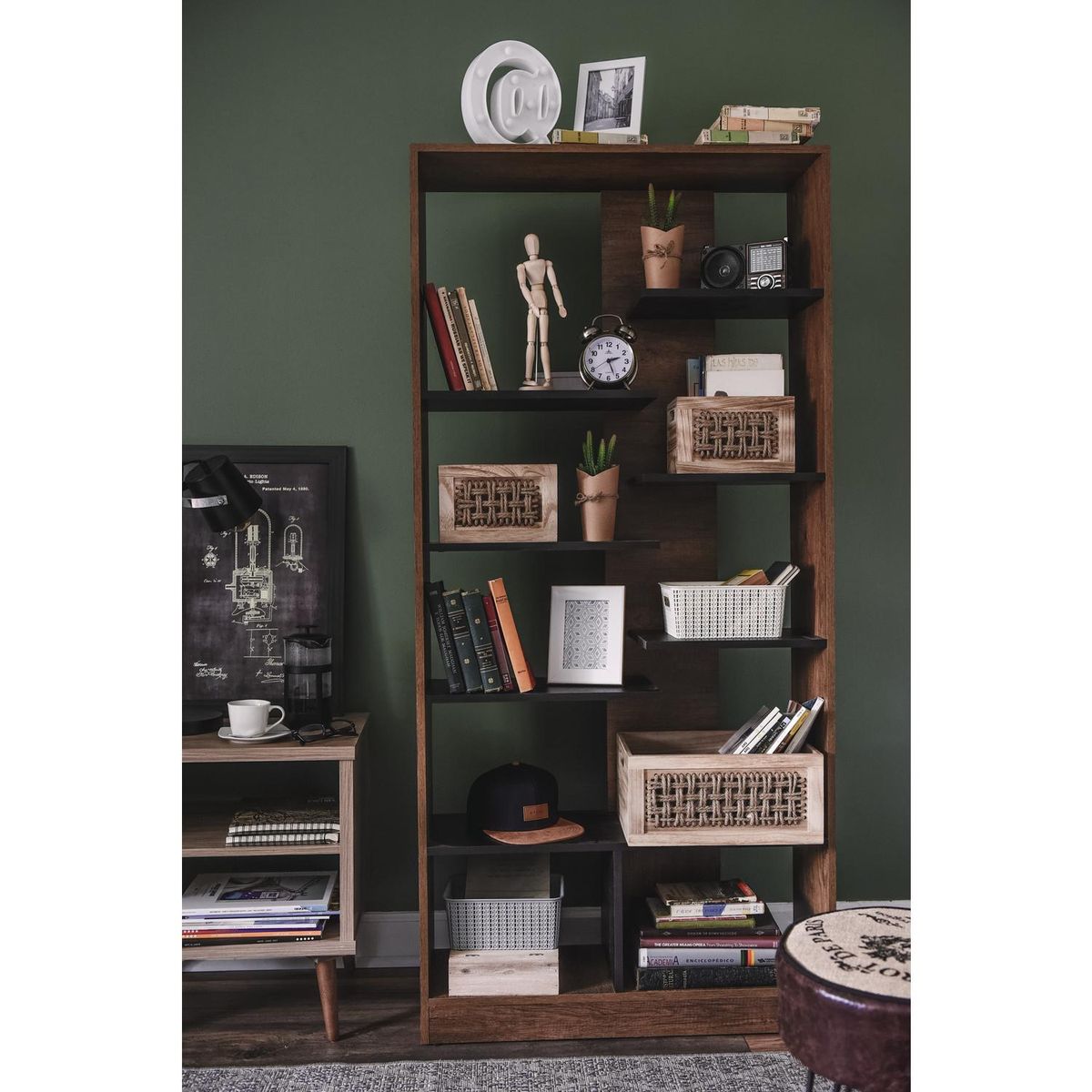 TUHOME - Librero Classic Expresso Melamina 9 Nivel(es) 80x170x26 cm Caramelo/Wengue