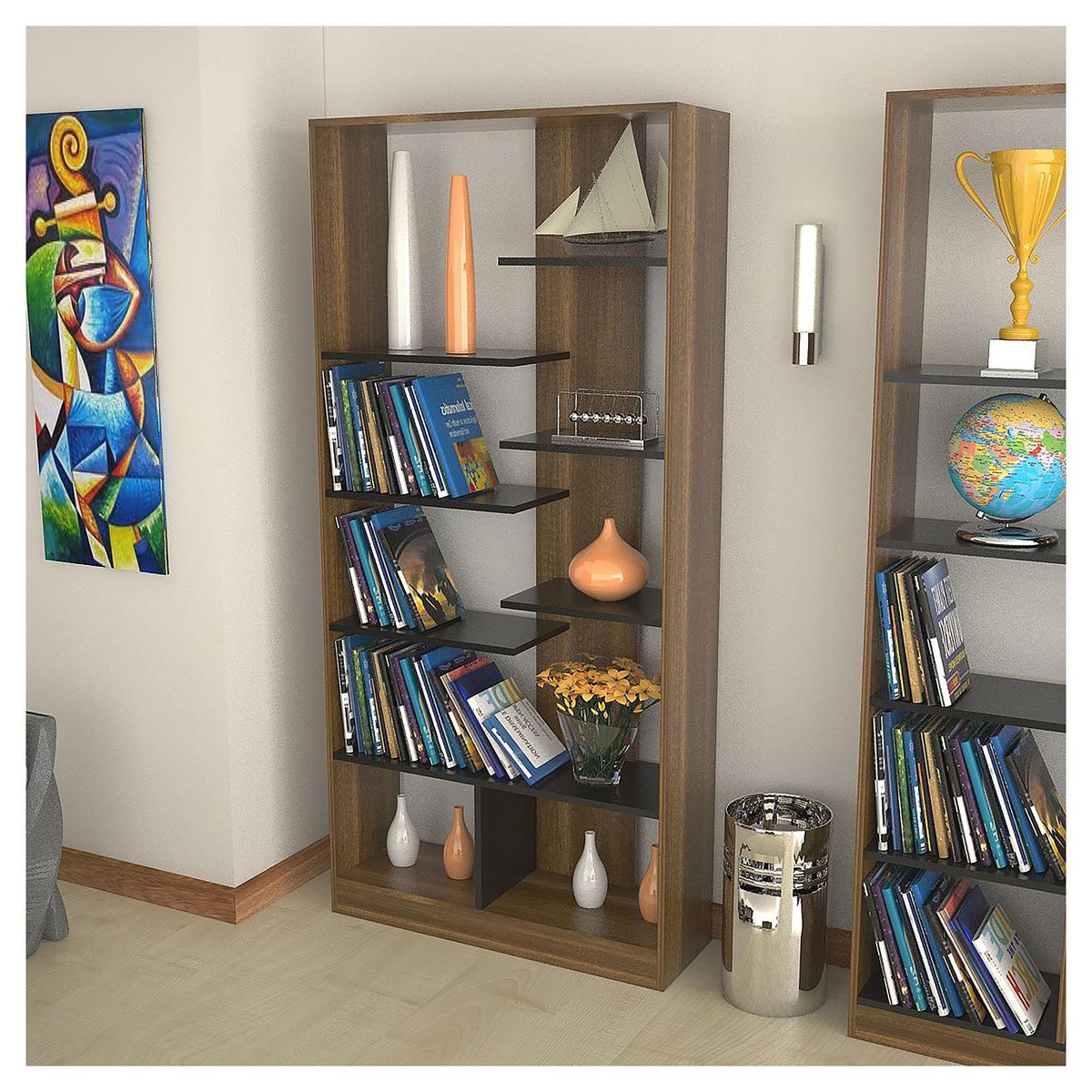 TUHOME - Librero Classic Expresso Melamina 9 Nivel(es) 80x170x26 cm Caramelo/Wengue