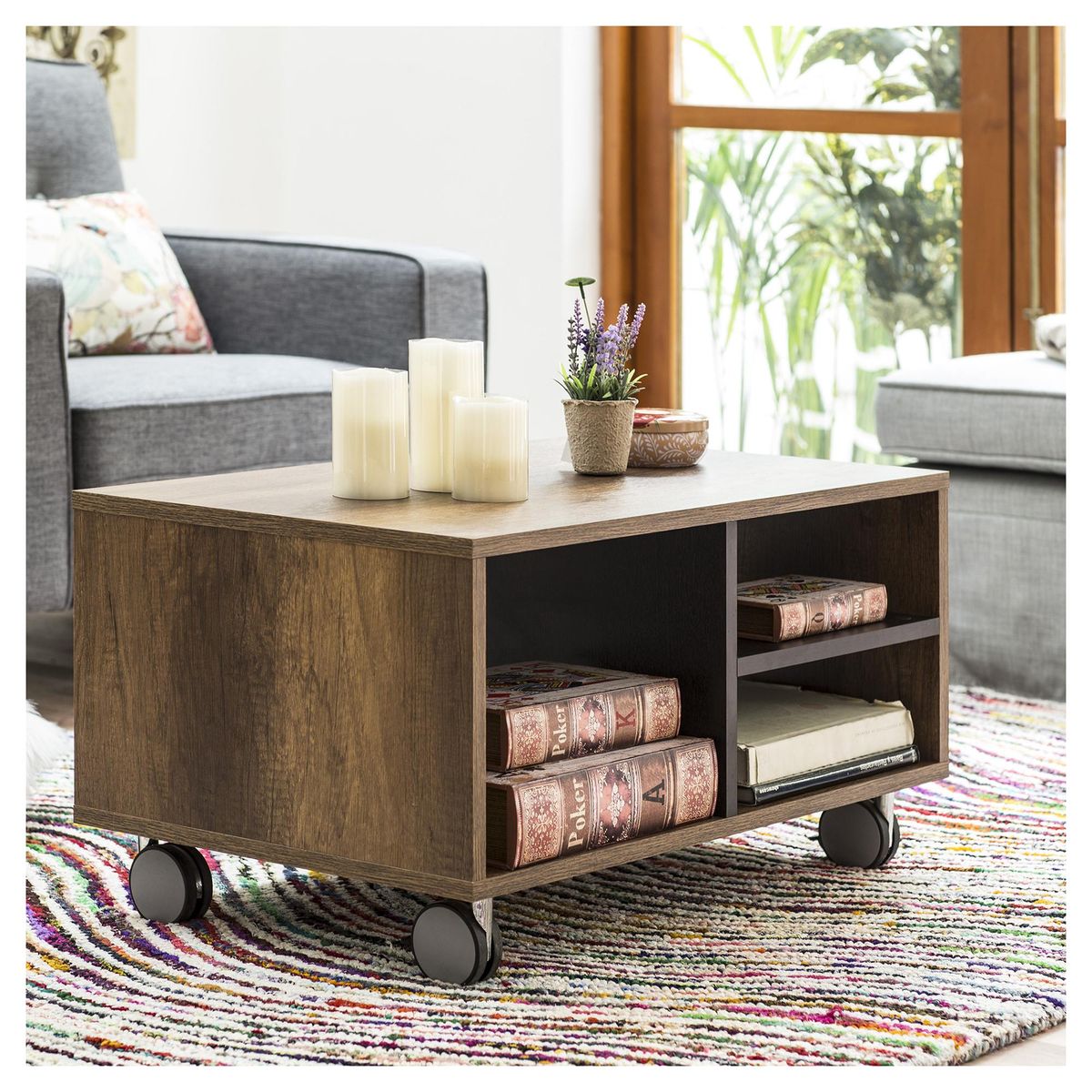 TUHOME - Mesa de centro 44x80x50 cm caramelo