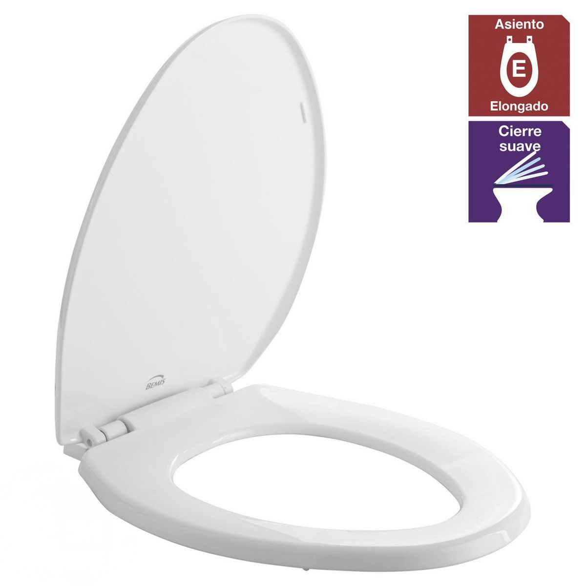 Asiento WC elongado plástico blanco, marca BEMIS - Foto Principal