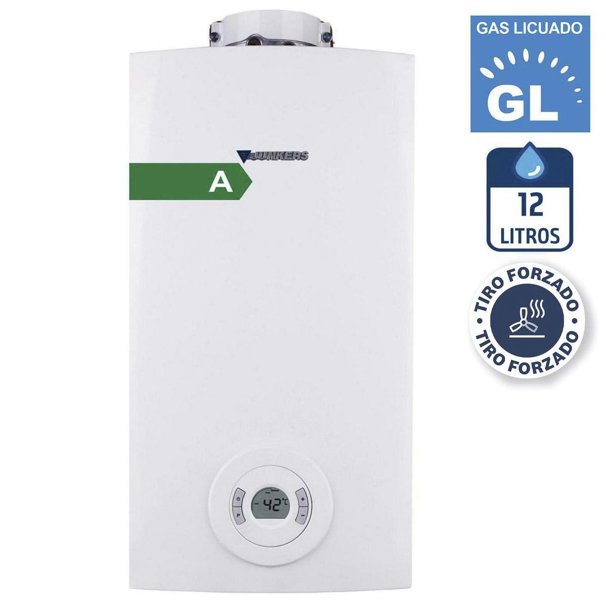 JUNKERS - Calefont Gas Licuado 12 Litros Tiro Forzado Ionizado