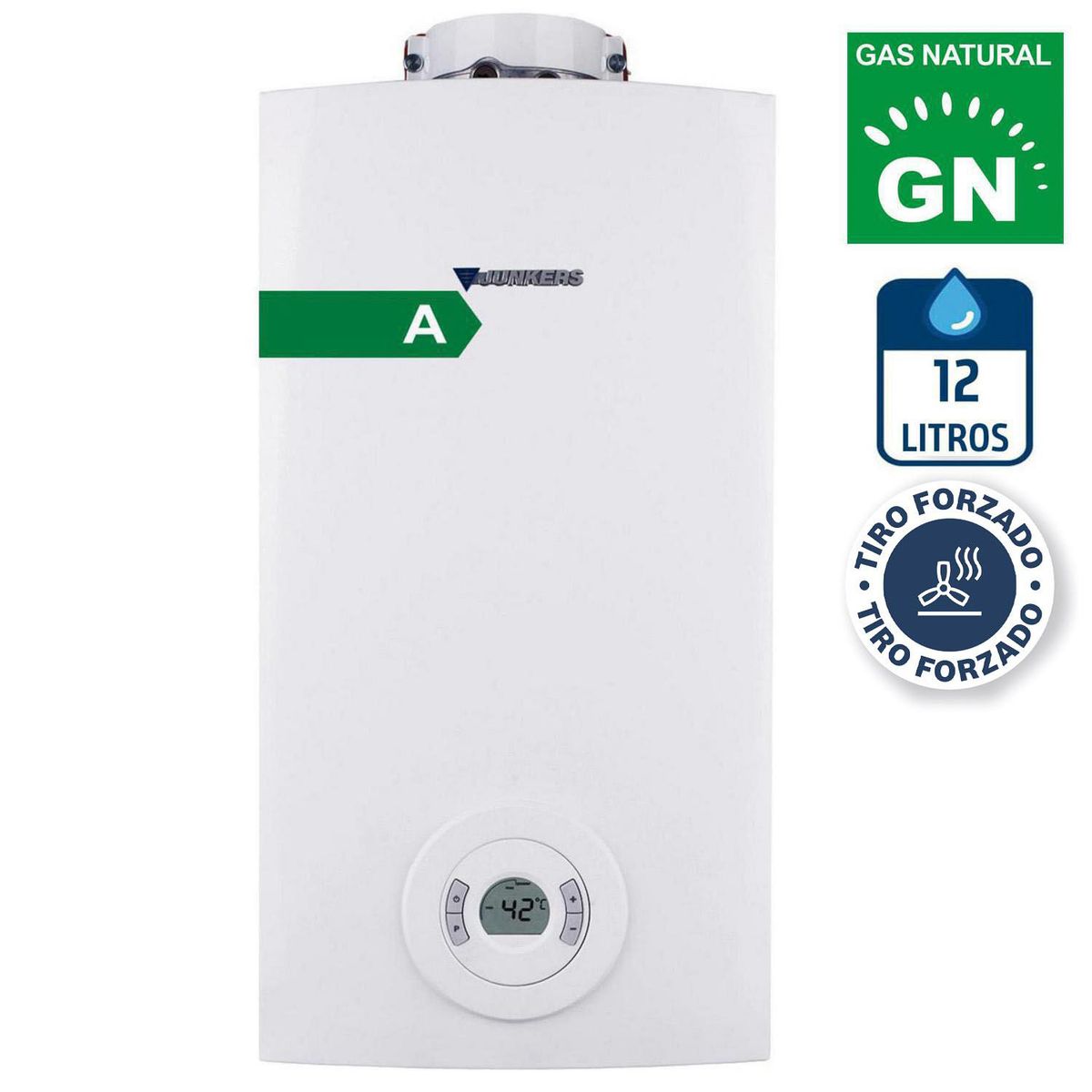 JUNKERS - Calefont Gas Natural 12 Litros Tiro Forzado Ionizado