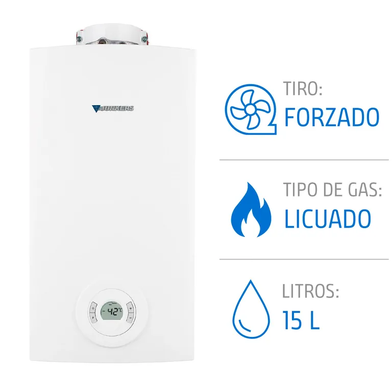 Calefont 15 Litros Gas Licuado Tiro Forzado Ionizado