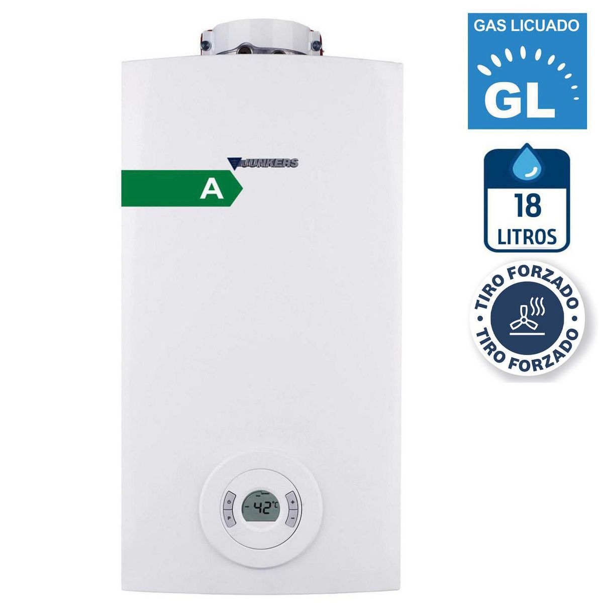 JUNKERS - Calefont Gas Licuado 18 Litros Tiro Forzado Ionizado