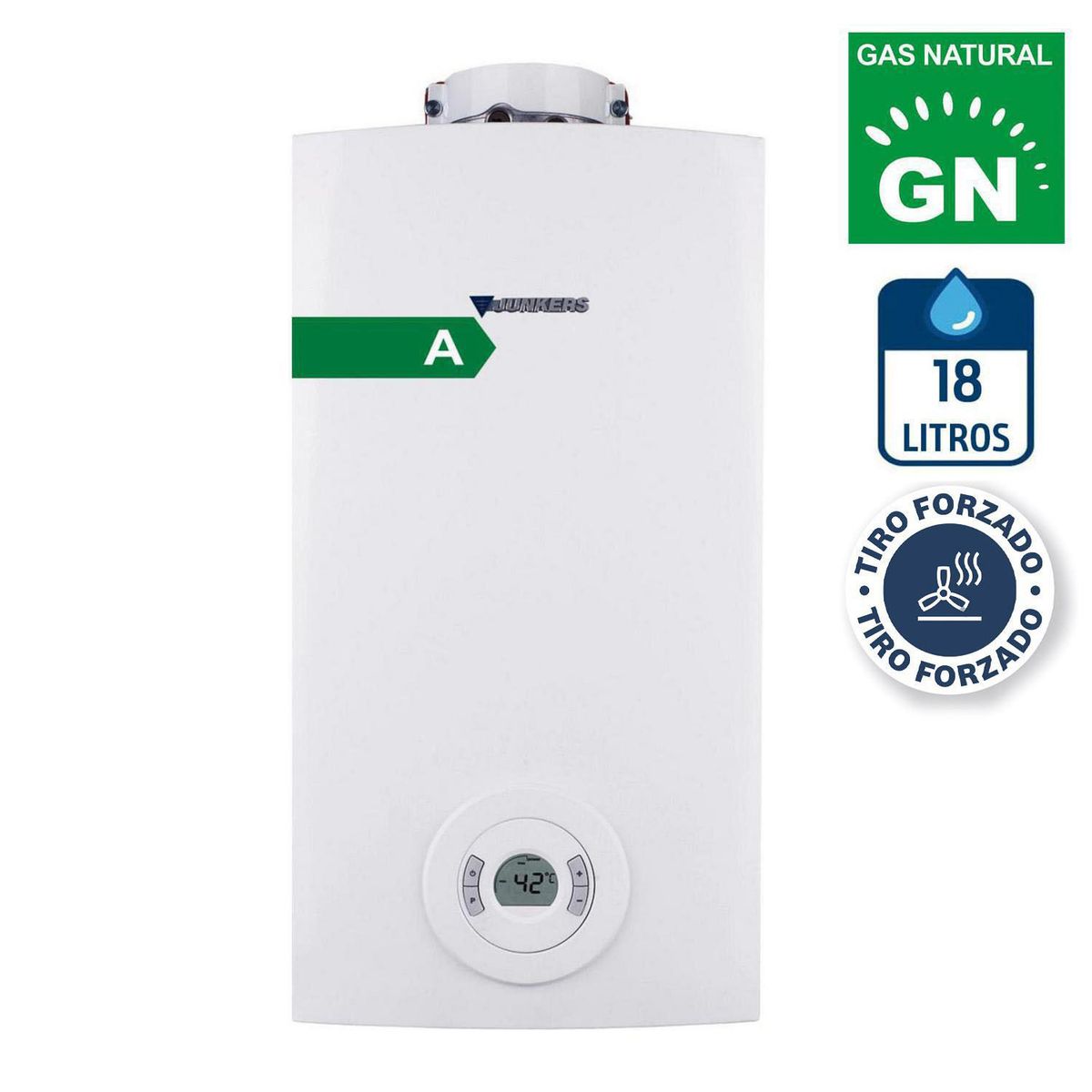 JUNKERS - Calefont Gas Natural 18 Litros Tiro Forzado Ionizado
