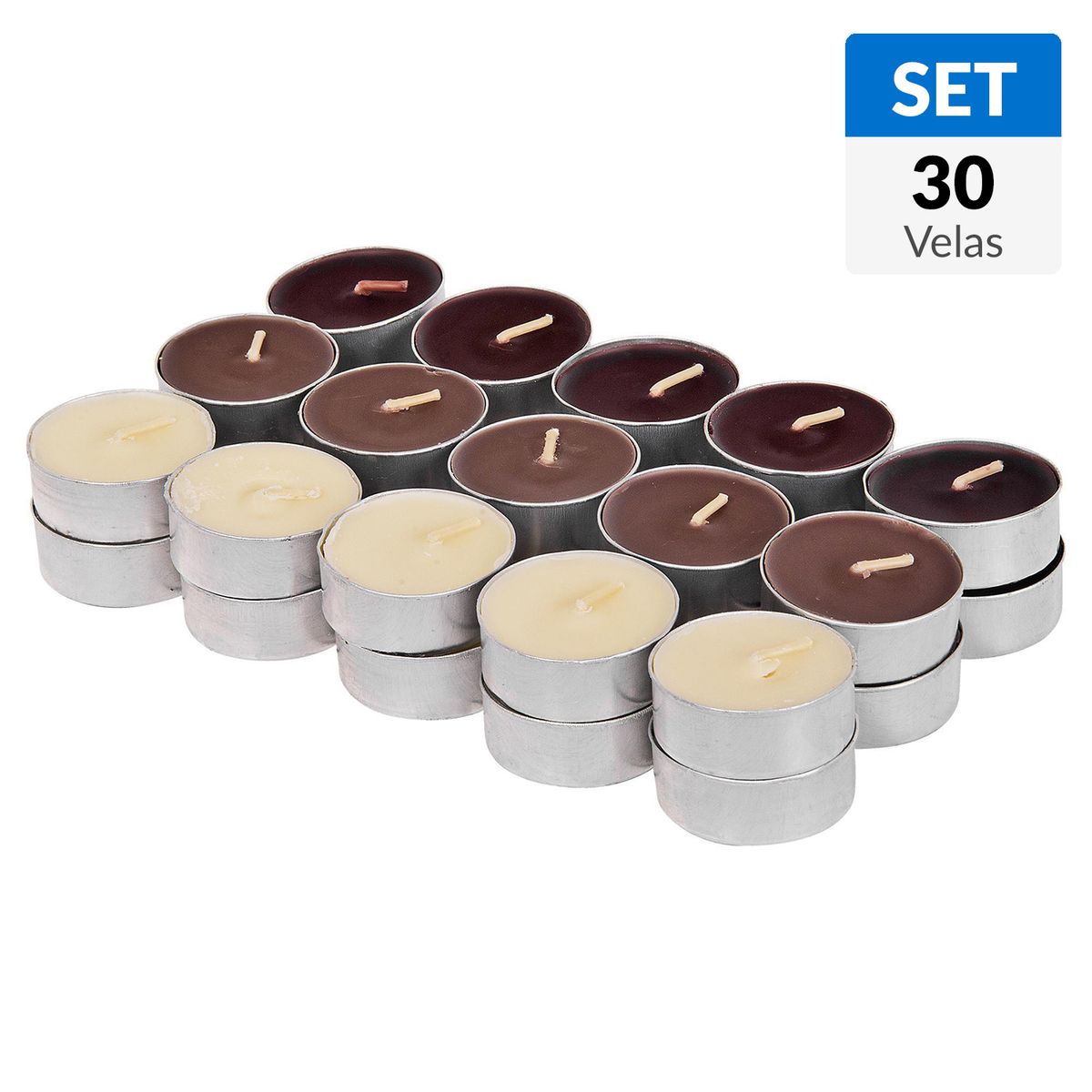 JUST HOME COLLECTION - Set 30 velas Tealights con Aroma Variedad de colores
