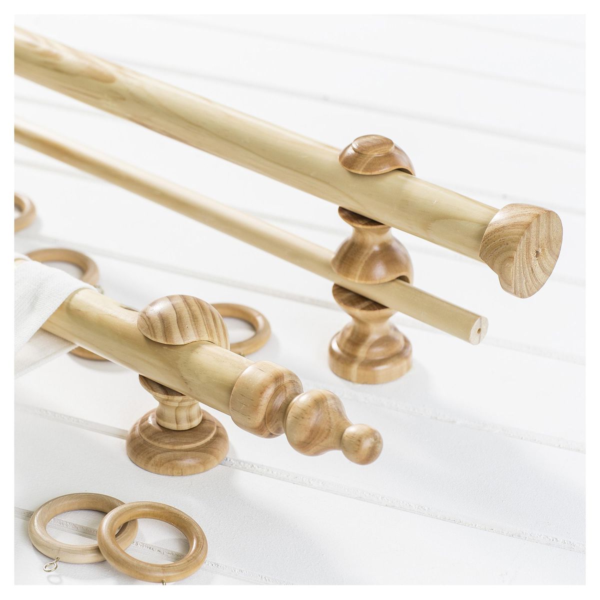 JUST HOME COLLECTION - Set de terminales para barra de cortina 28 mm 2 unidades marrón