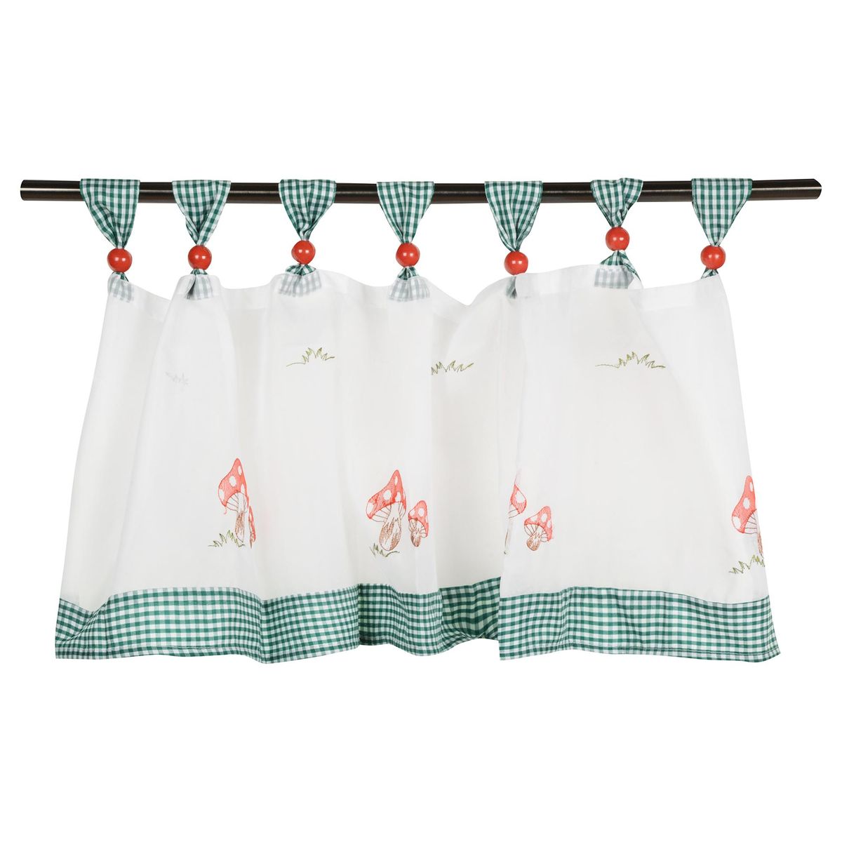 JOVIAL - Cenefa de cocina 45x135cm honguitos cuadrillé verde