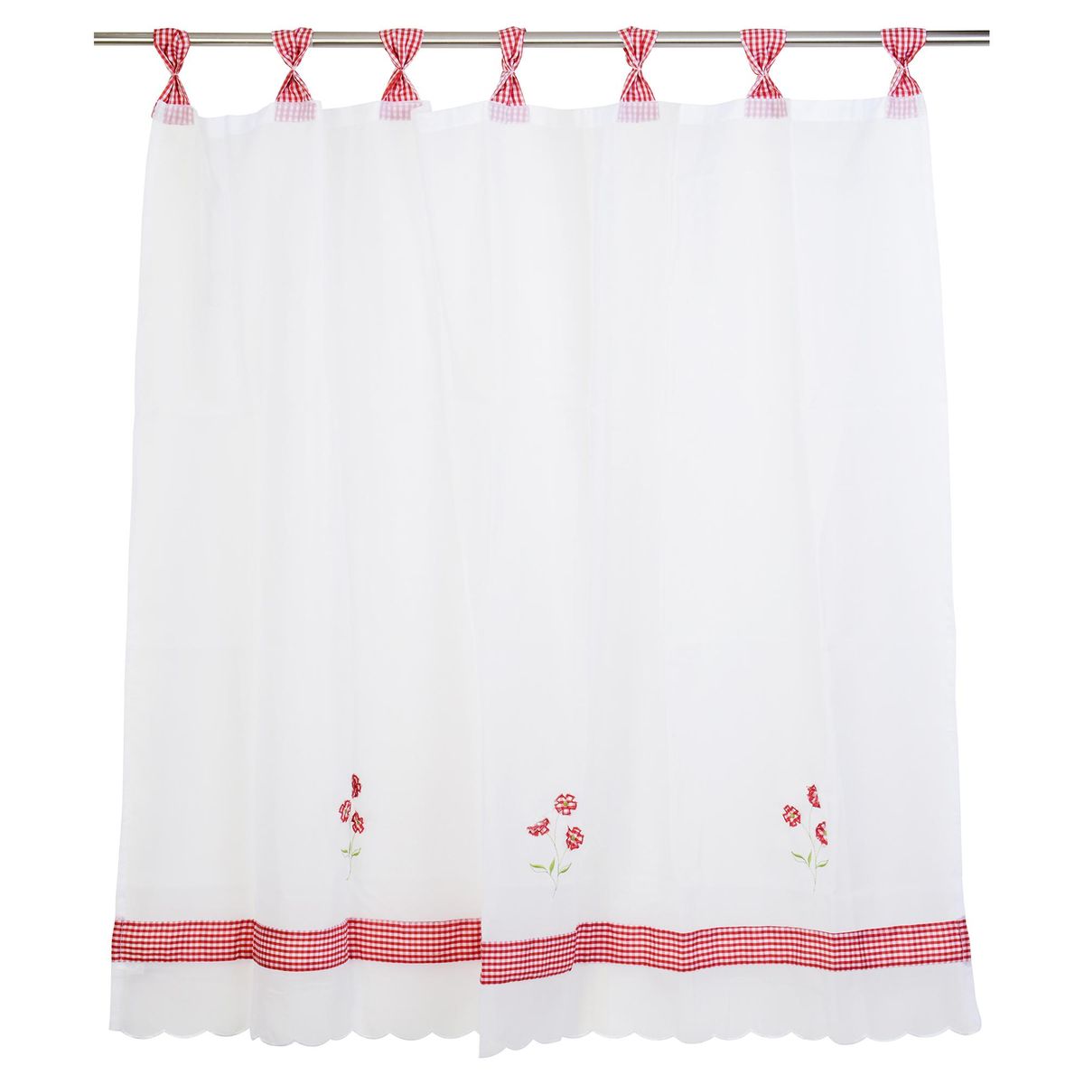 JOVIAL - Velo para cocina 120x135cm flor cuadrillé roja