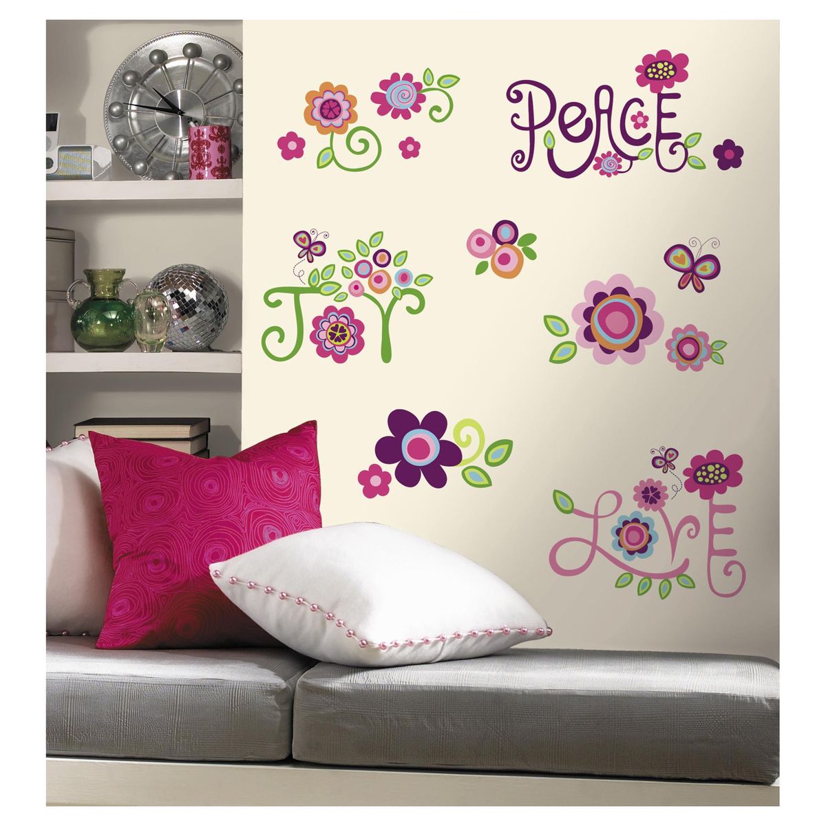 ROOMMATES - Sticker decorativo amor, paz y alegría 13 unidades