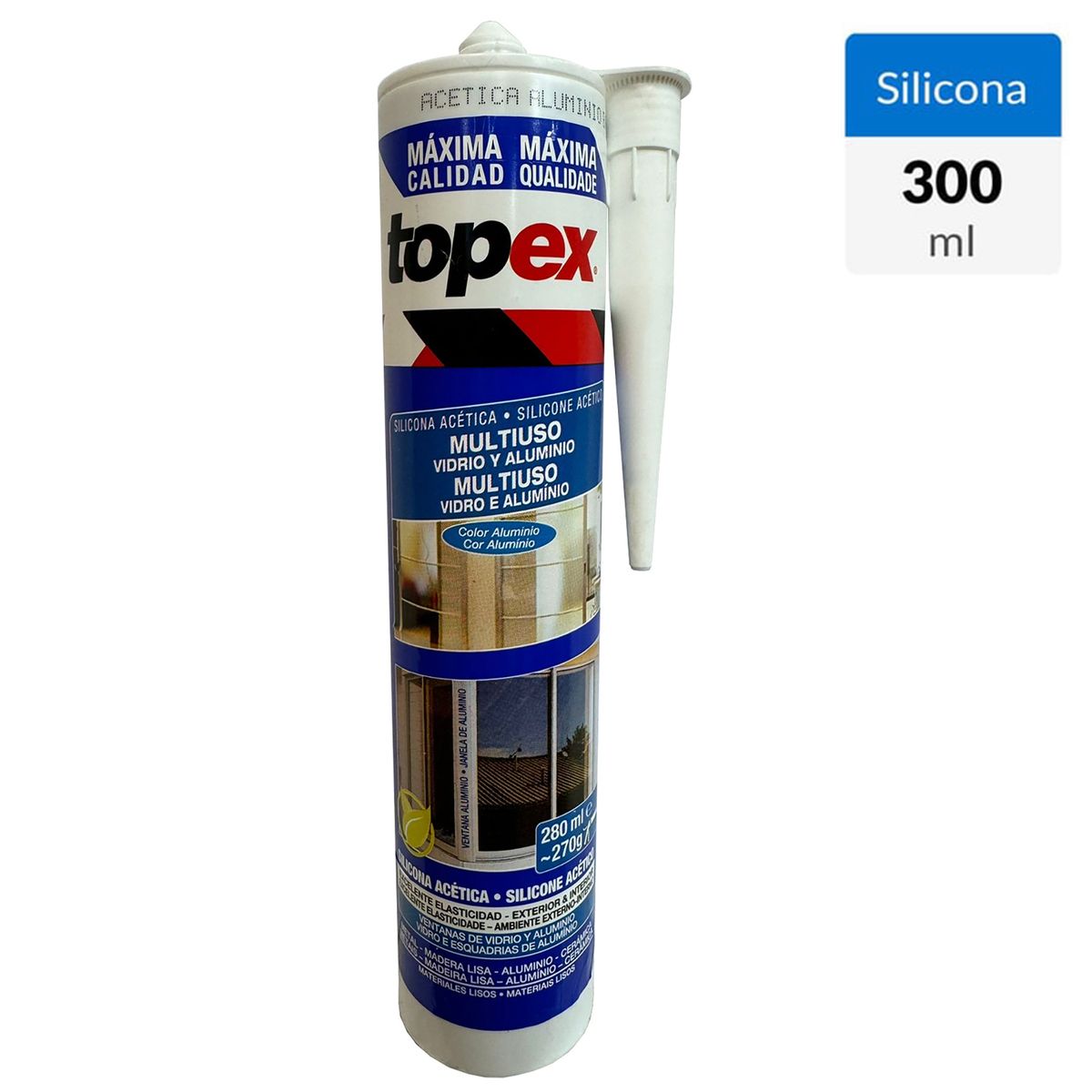 TOPEX - Silicona Multiuso 280 ml Aluminio