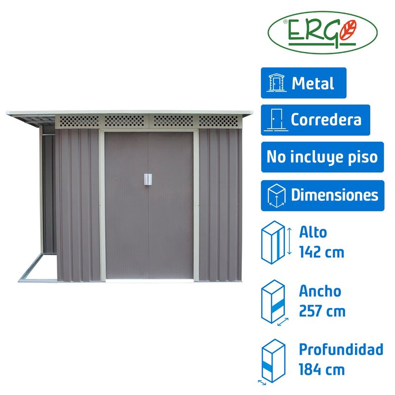 ERGO - Bodega de Jardín CHESTER A Gris/Blanco 184x257x142 cm