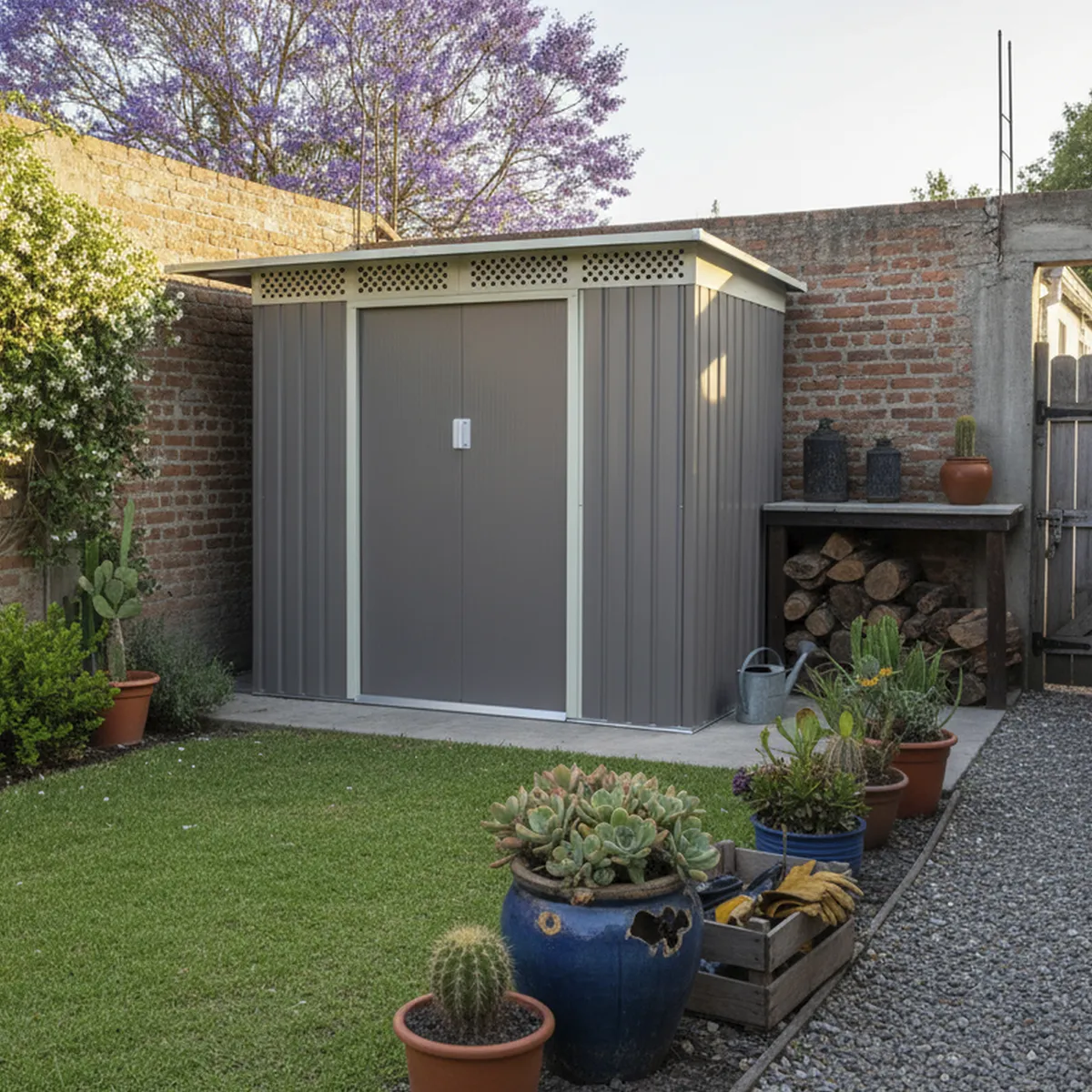 ERGO - Bodega de Jardín CHESTER A Gris/Blanco 184x257x142 cm