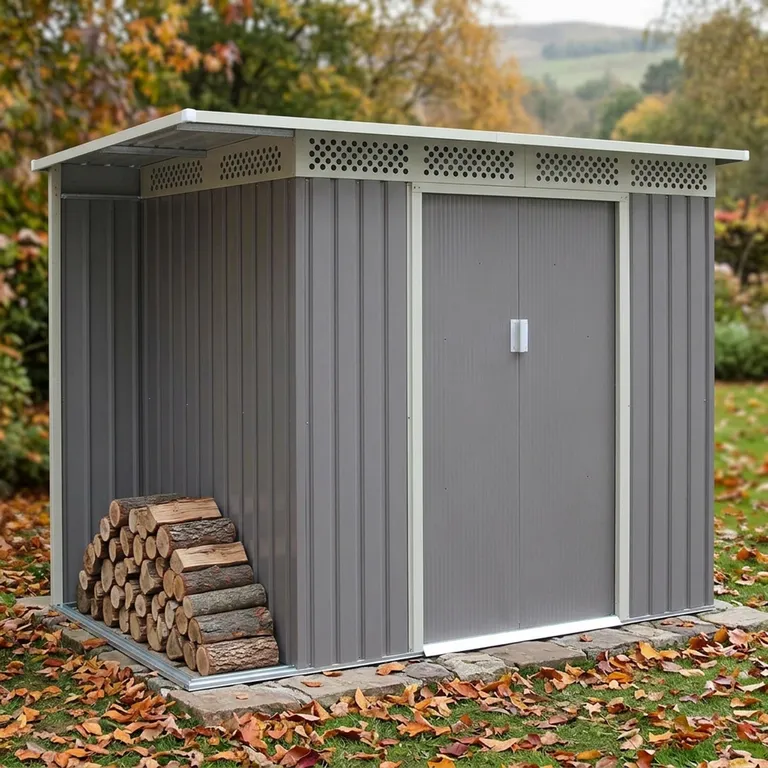 Bodega de Jardín CHESTER A Gris/Blanco 184x257x142 cm