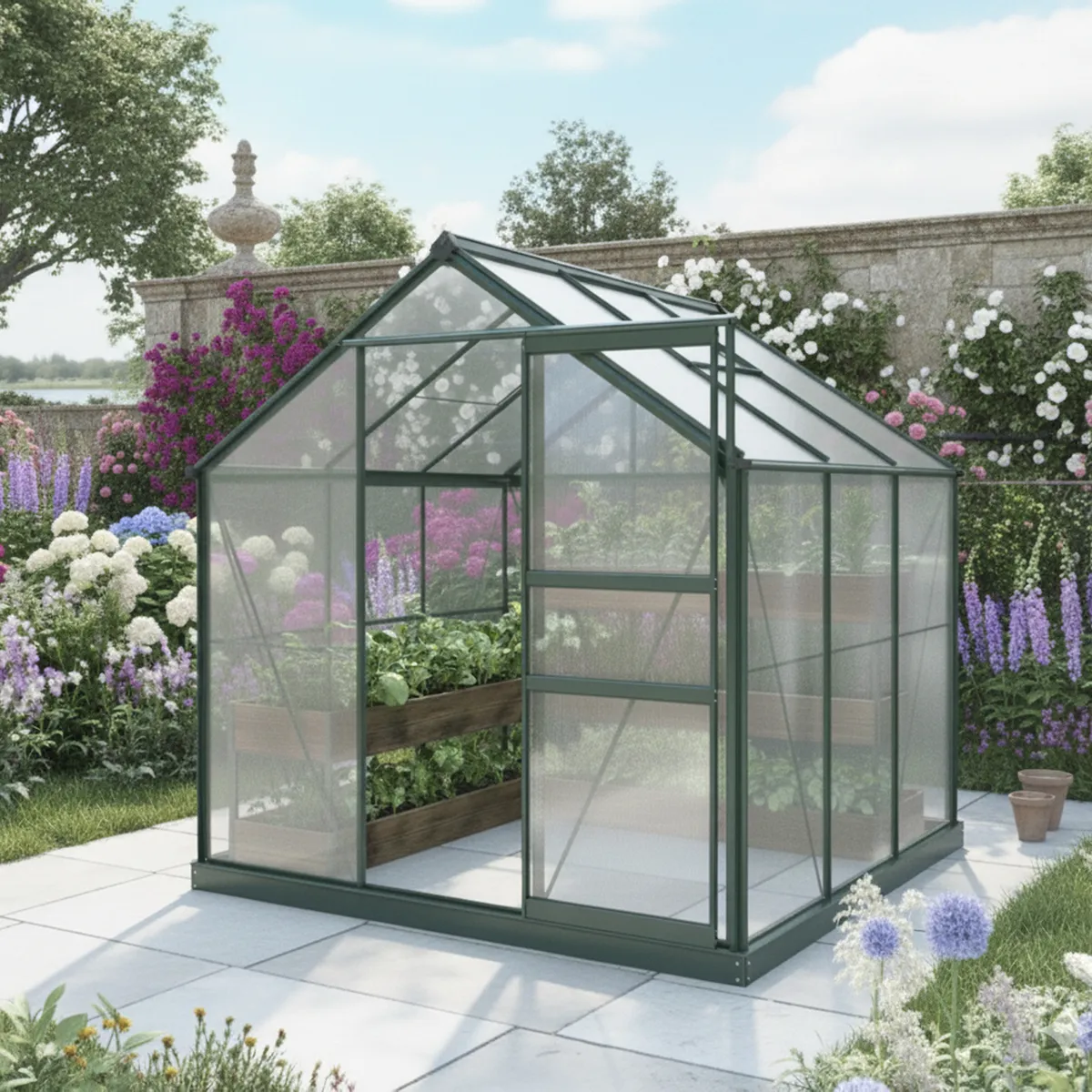 ERGO - Invernadero 190x192x201 cm de policarbonato verde