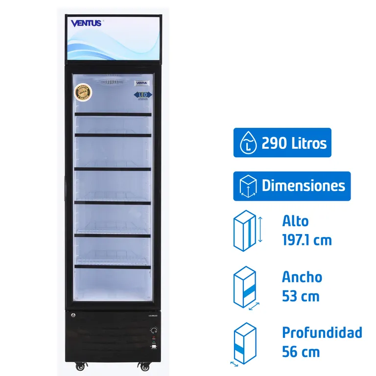 VENTUS VisiCooler 1 puerta 290 litros negro