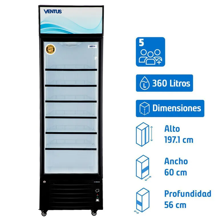 VisiCooler 1 puerta 360 litros negro
