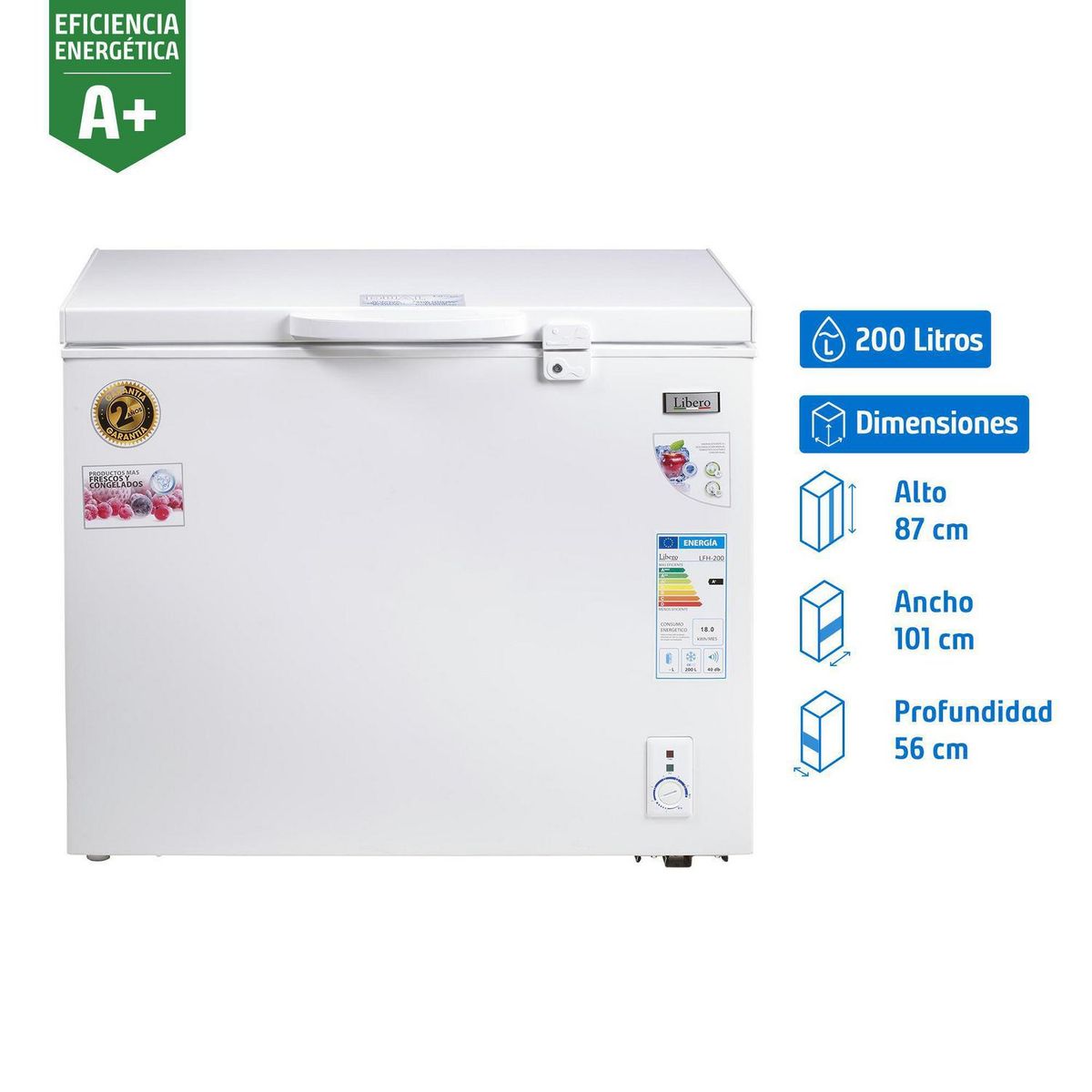 LIBERO - Congelador Industrial Horizontal 200 Litros Blanco LFH-200