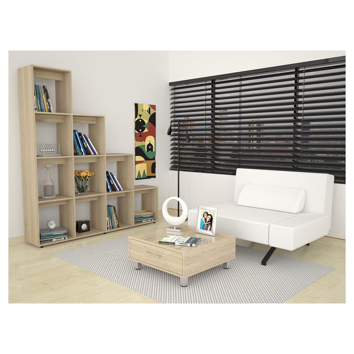 TUHOME - Combo mesa de centro + biblioteca