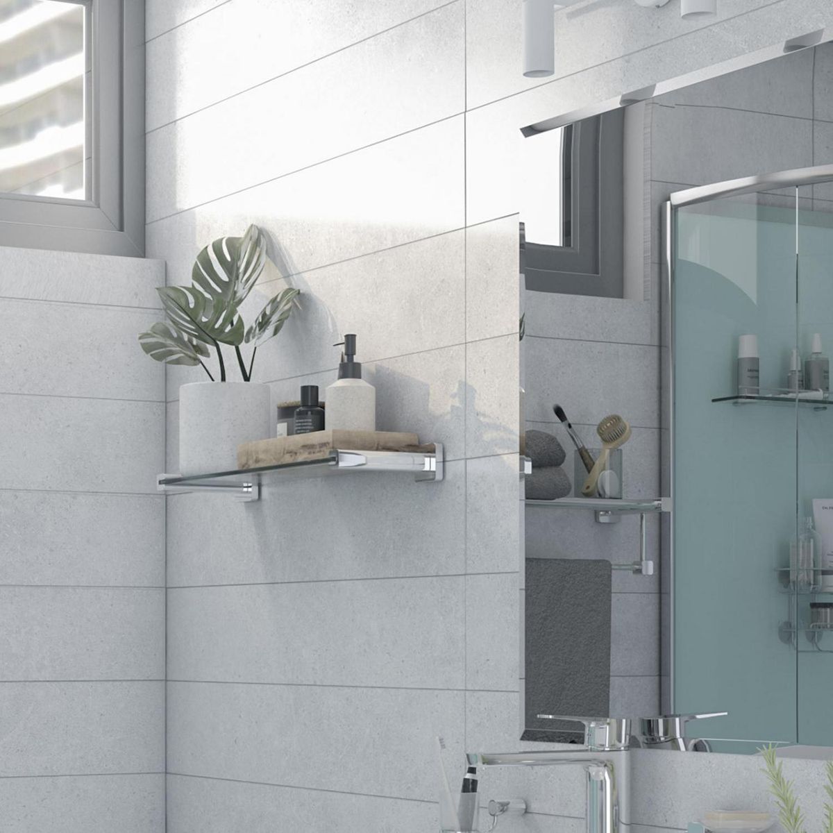 SENSI DACQUA - Repisa Malta Acero 1 Nivel(es) 23.5x5x7.2 cm Gris