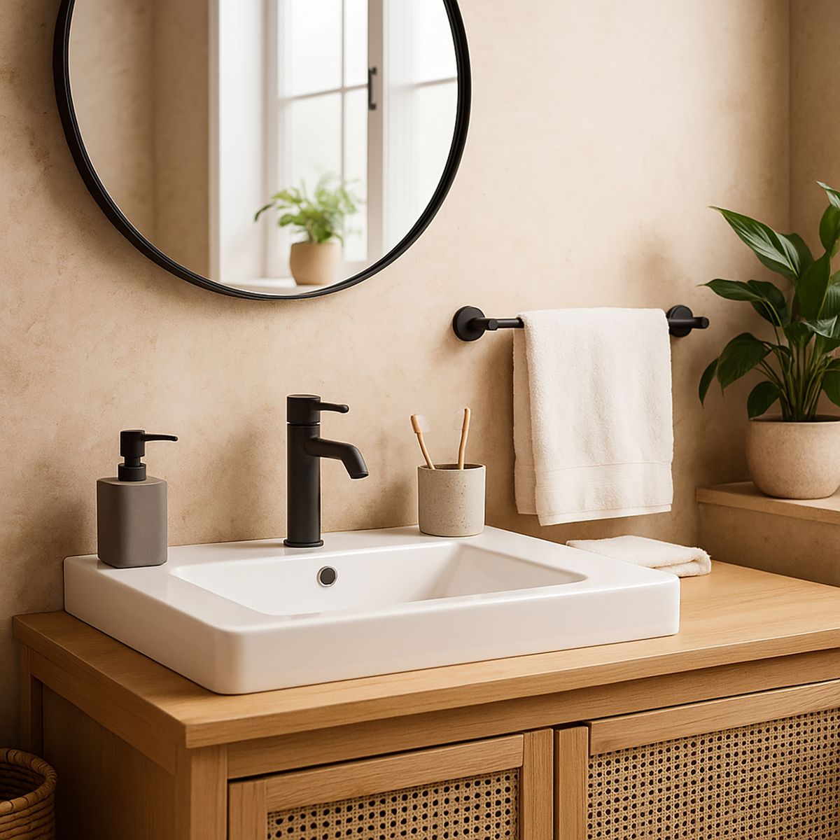 SENSI DACQUA - Toallero barra negro 60 cm