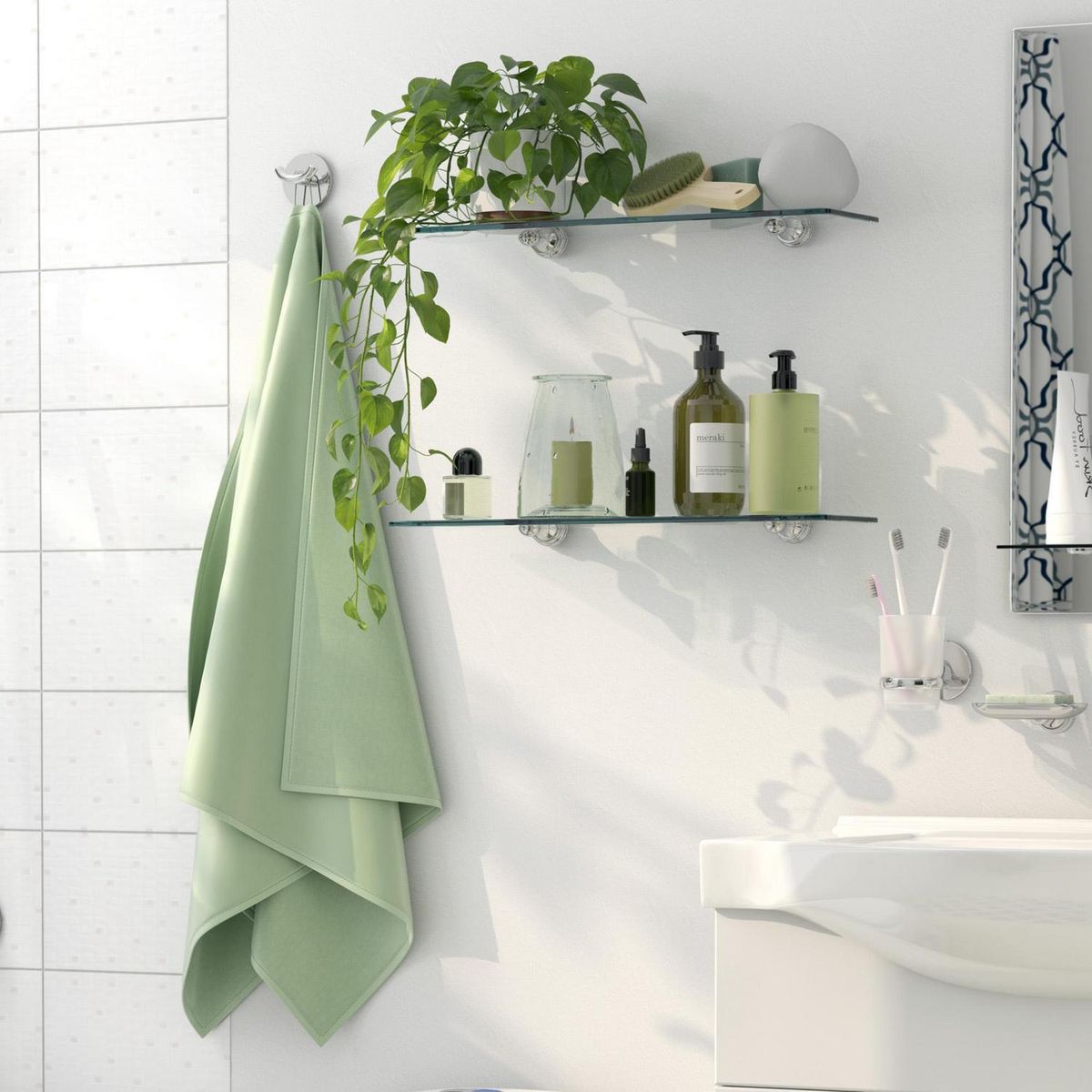 SENSI DACQUA - Repisa Modena Metal 1 Nivel(es) 51.5x5.7x13.4 cm Gris