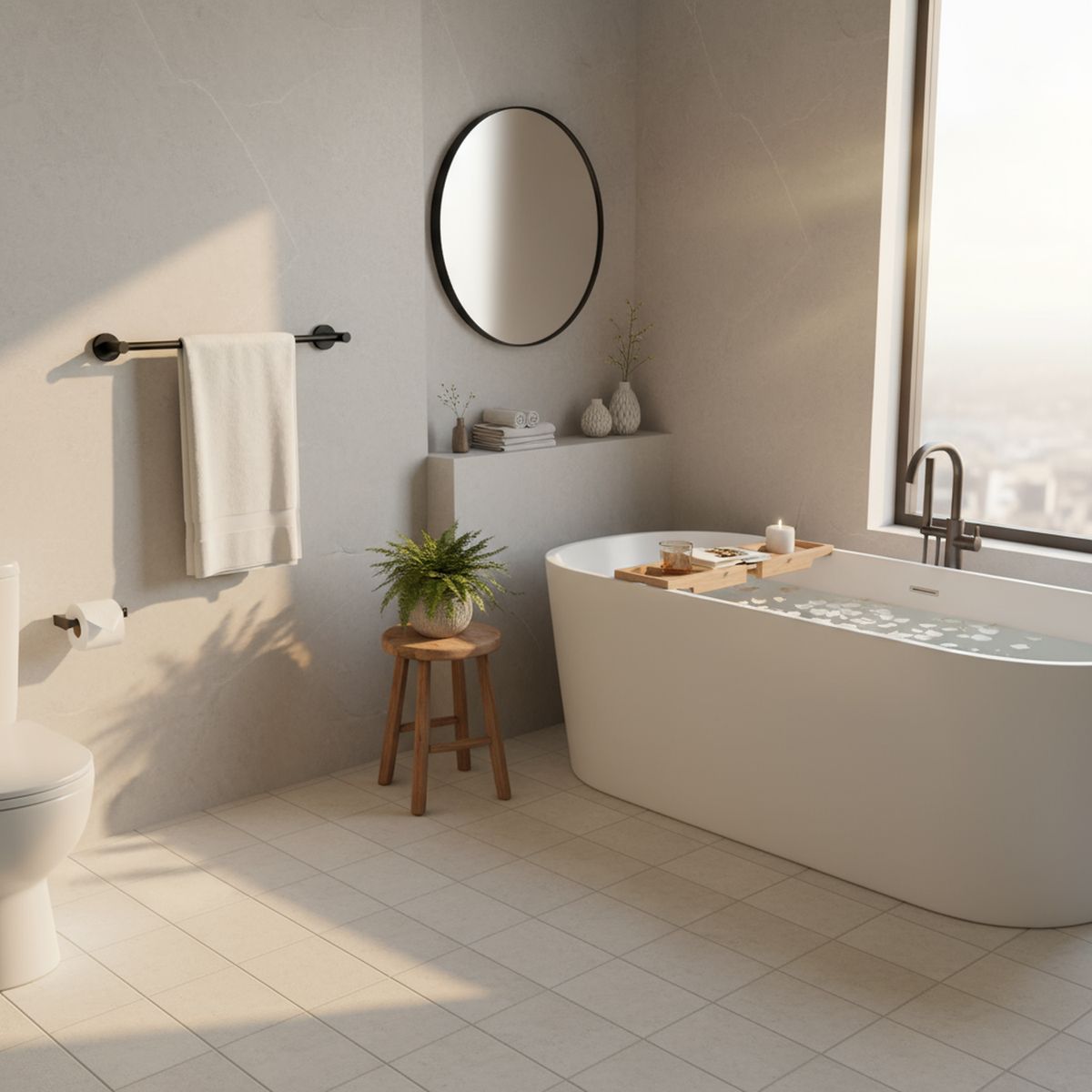 SENSI DACQUA - Toallero barra negro 45 cm