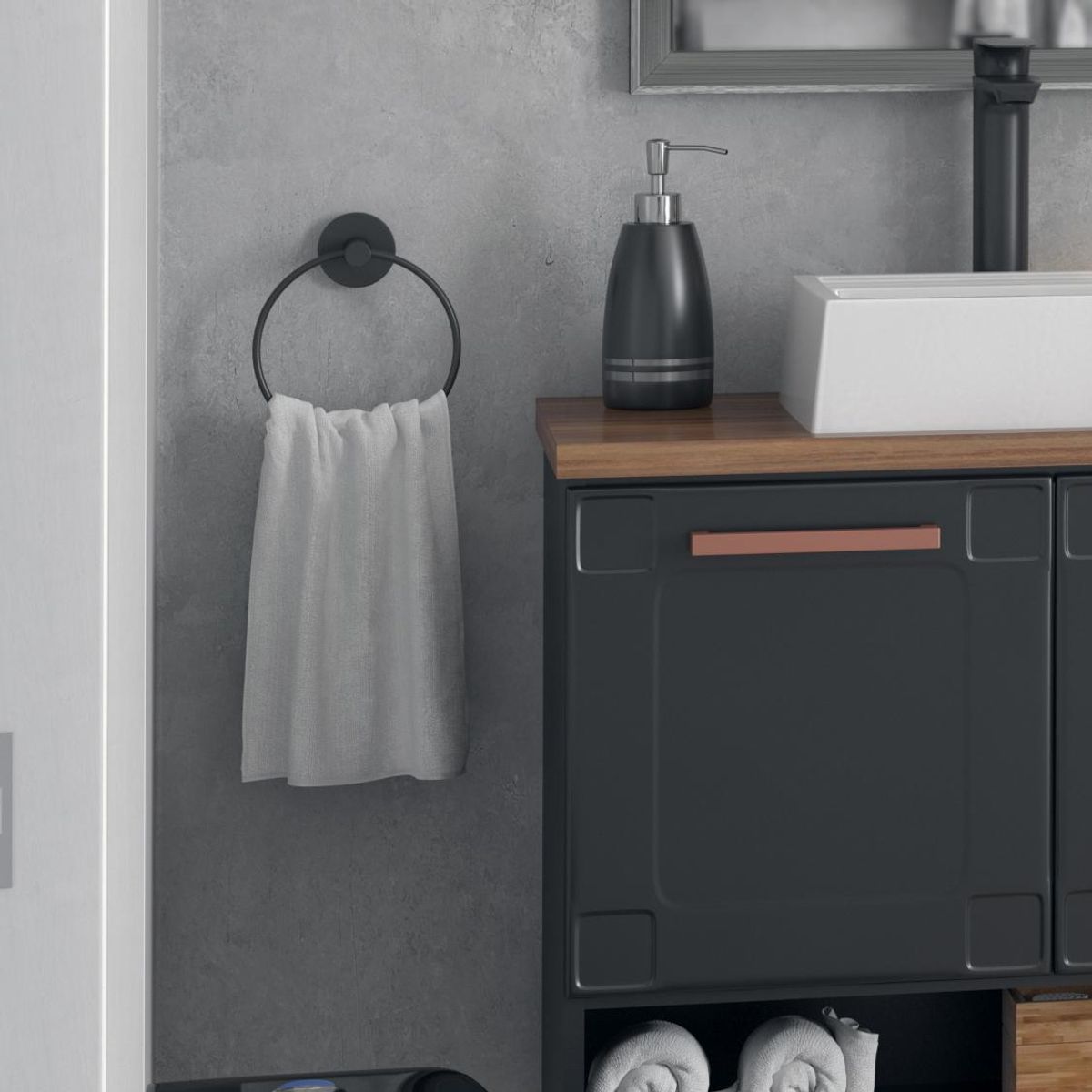 SENSI DACQUA - Toallero tipo argolla negro