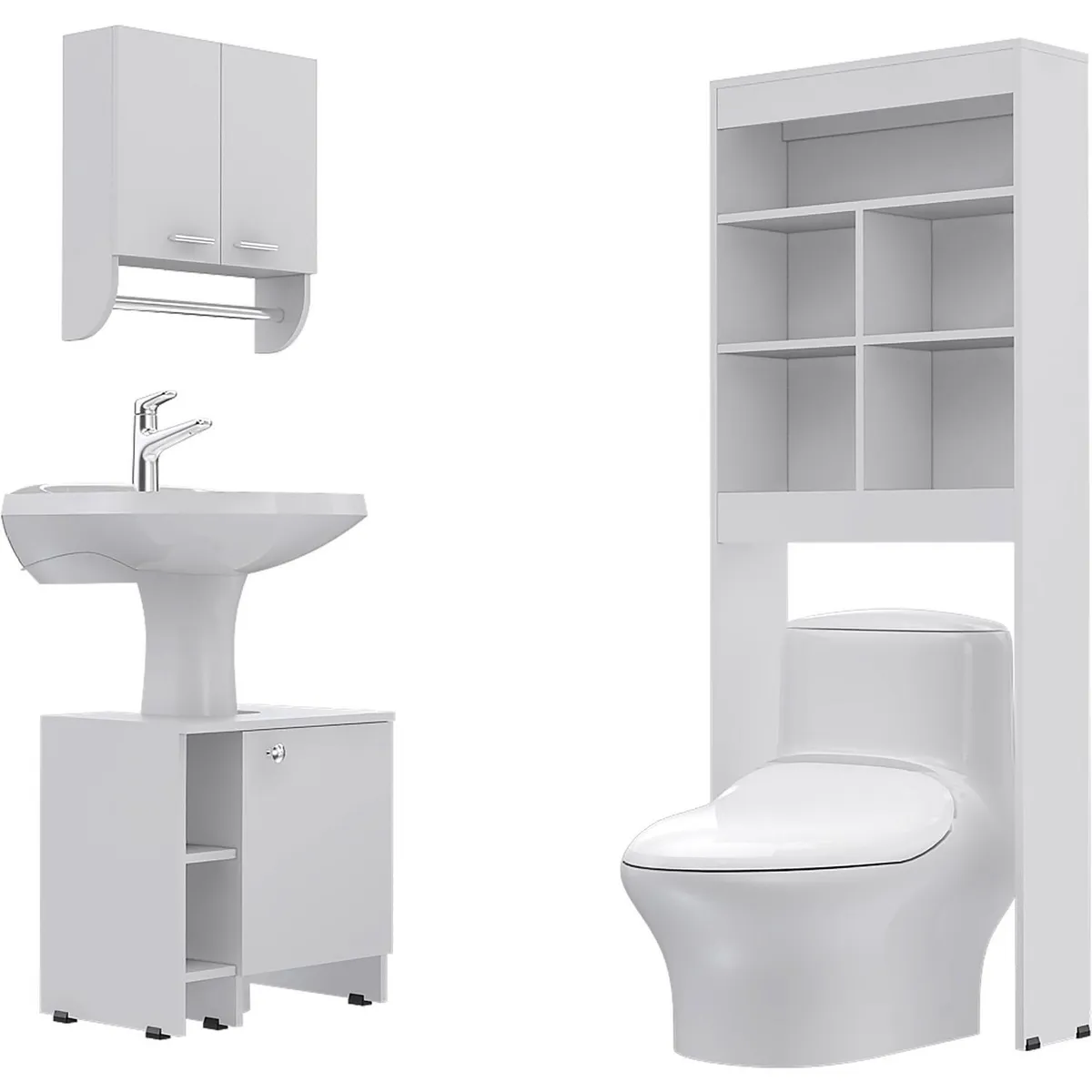TUHOME - Botiquín Baño con Mueble Bajo Lavamanos y Estante