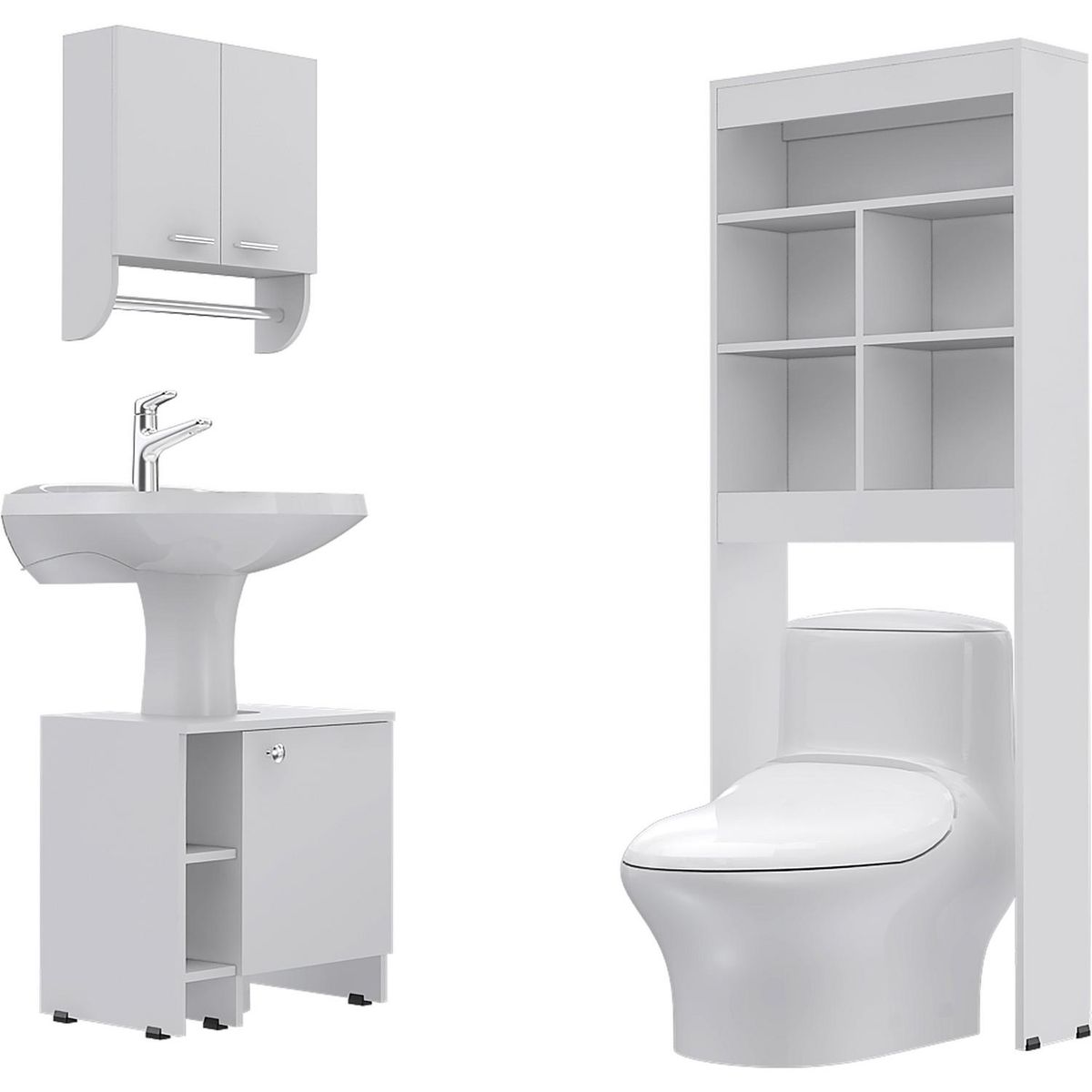 TUHOME - Botiquín Baño con Mueble Bajo Lavamanos y Estante