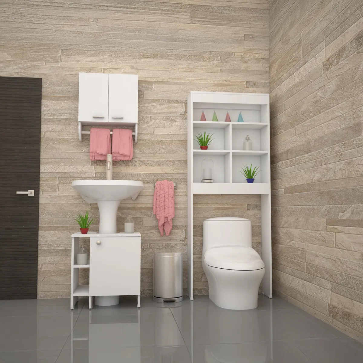 TUHOME - Botiquín Baño con Mueble Bajo Lavamanos y Estante