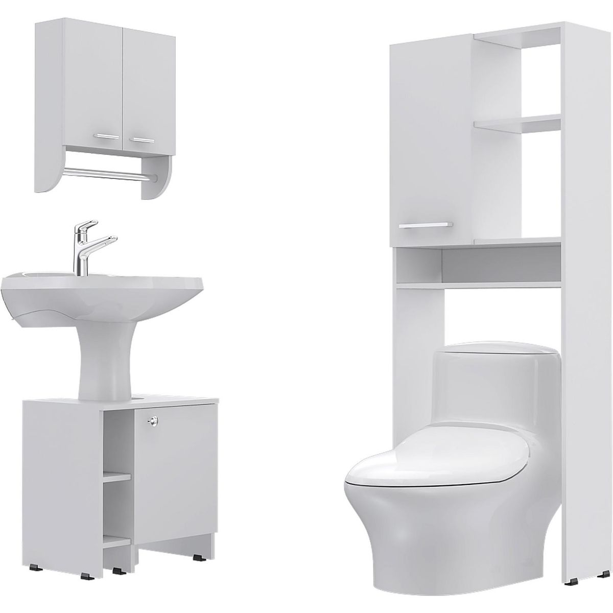 TUHOME - Botiquín de Baño con Mueble Bajo Lavamanos y Estante