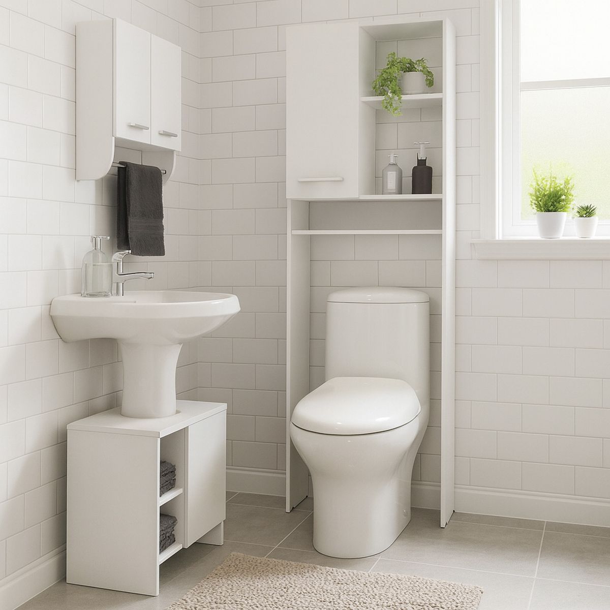 TUHOME - Botiquín de Baño con Mueble Bajo Lavamanos y Estante