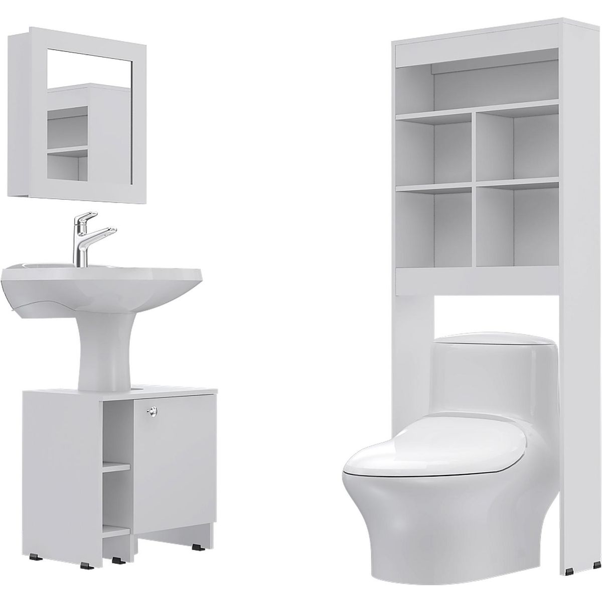 TUHOME - Botiquín de Baño con Mueble Bajo Lavamanos y Estante