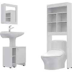 TUHOME - Botiquín de Baño con Mueble Bajo Lavamanos y Estante