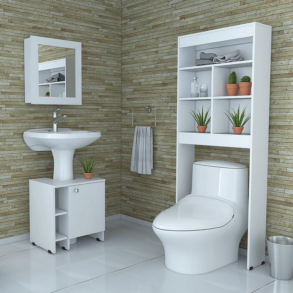 TUHOME - Botiquín de Baño con Mueble Bajo Lavamanos y Estante