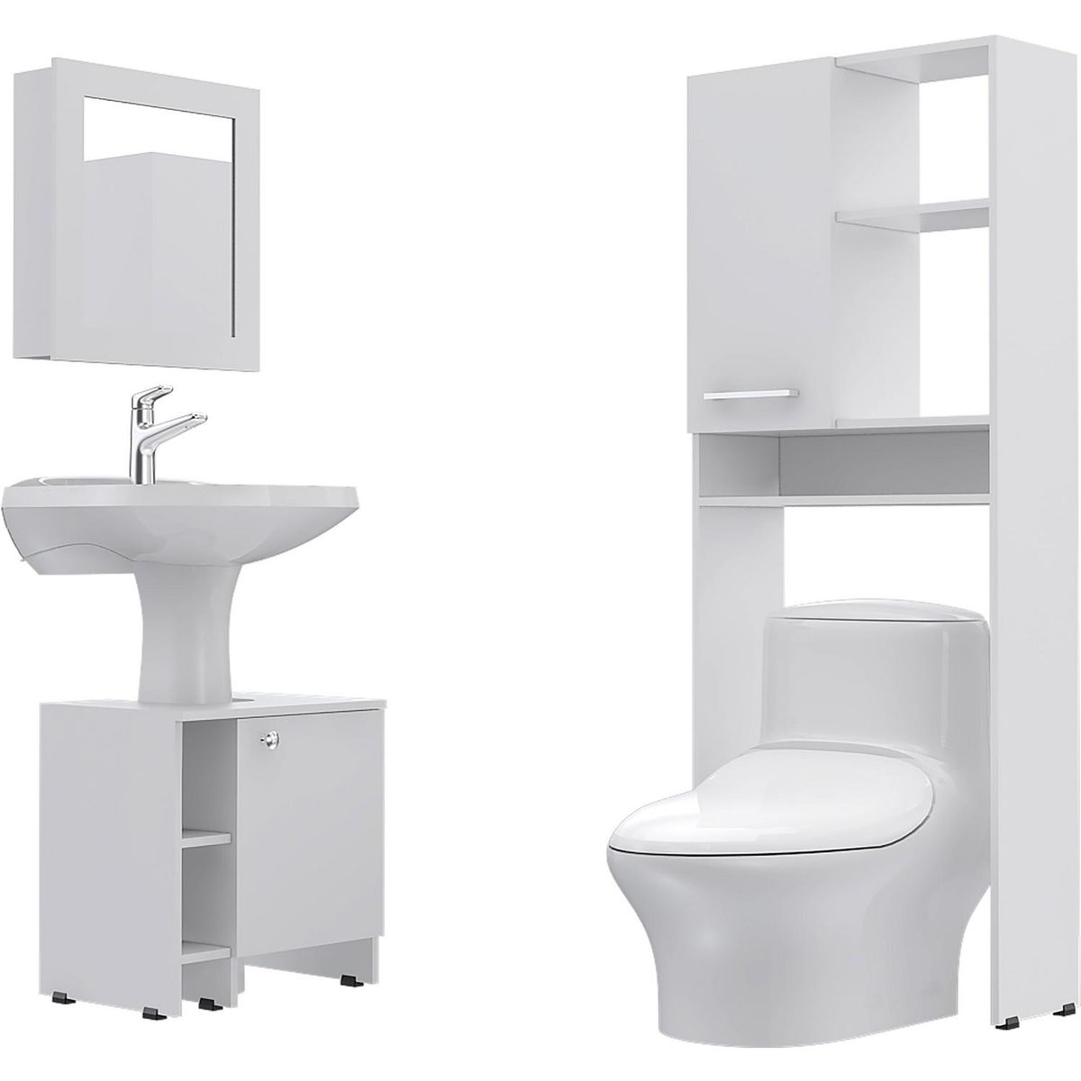 TUHOME - Botiquín de Baño con Mueble Bajo Lavamanos y Estante