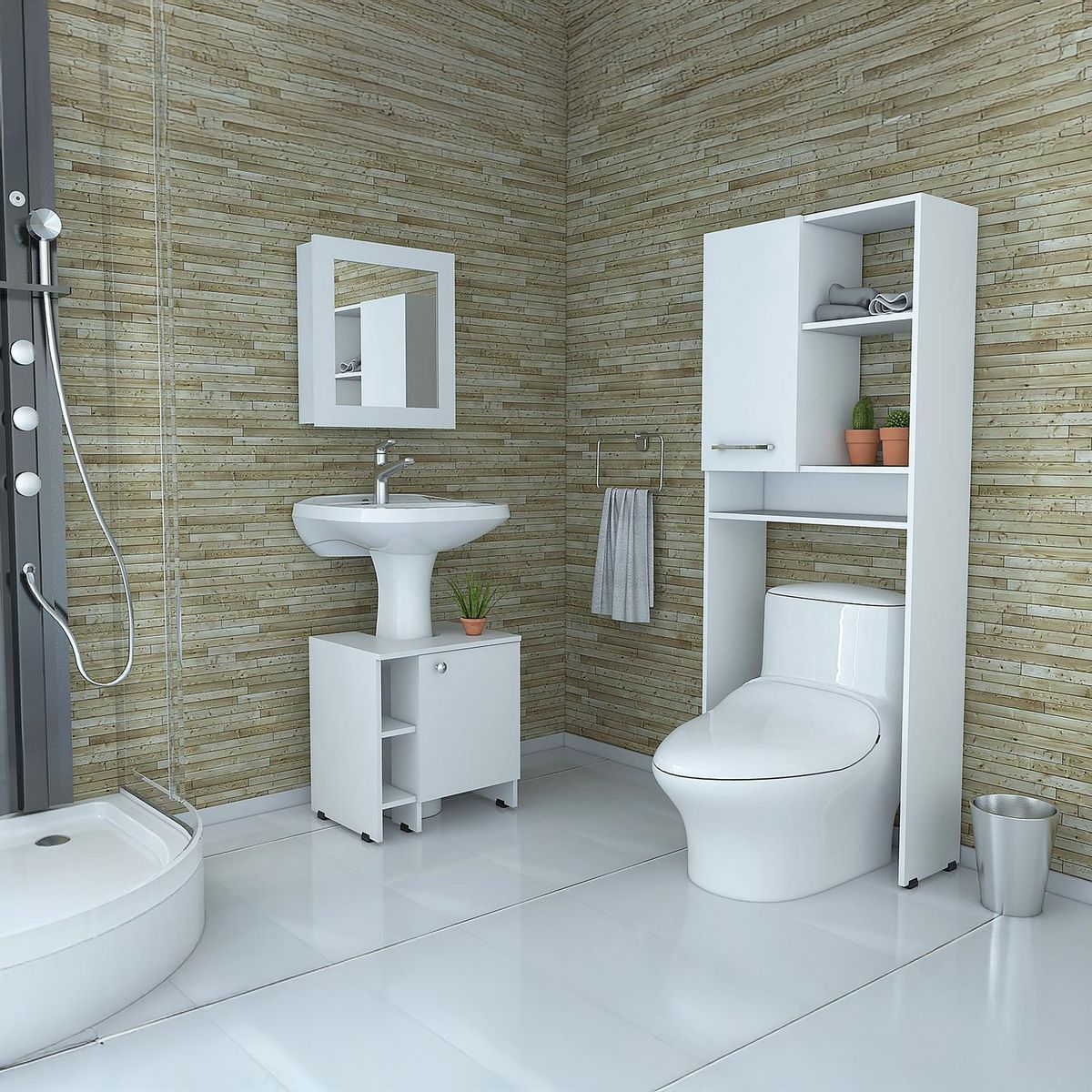 TUHOME - Botiquín de Baño con Mueble Bajo Lavamanos y Estante