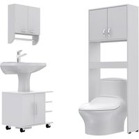 Combo Botiquín con Mueble Bajo Lavamanos y Estante Blanco