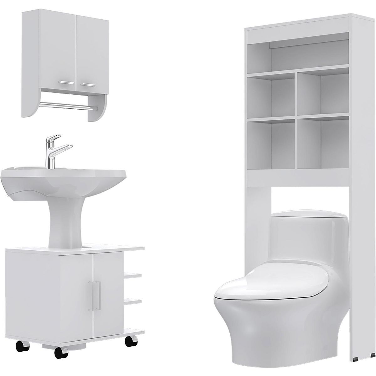 TUHOME - Botiquín de Baño con Mueble Bajo Lavamanos y Estante