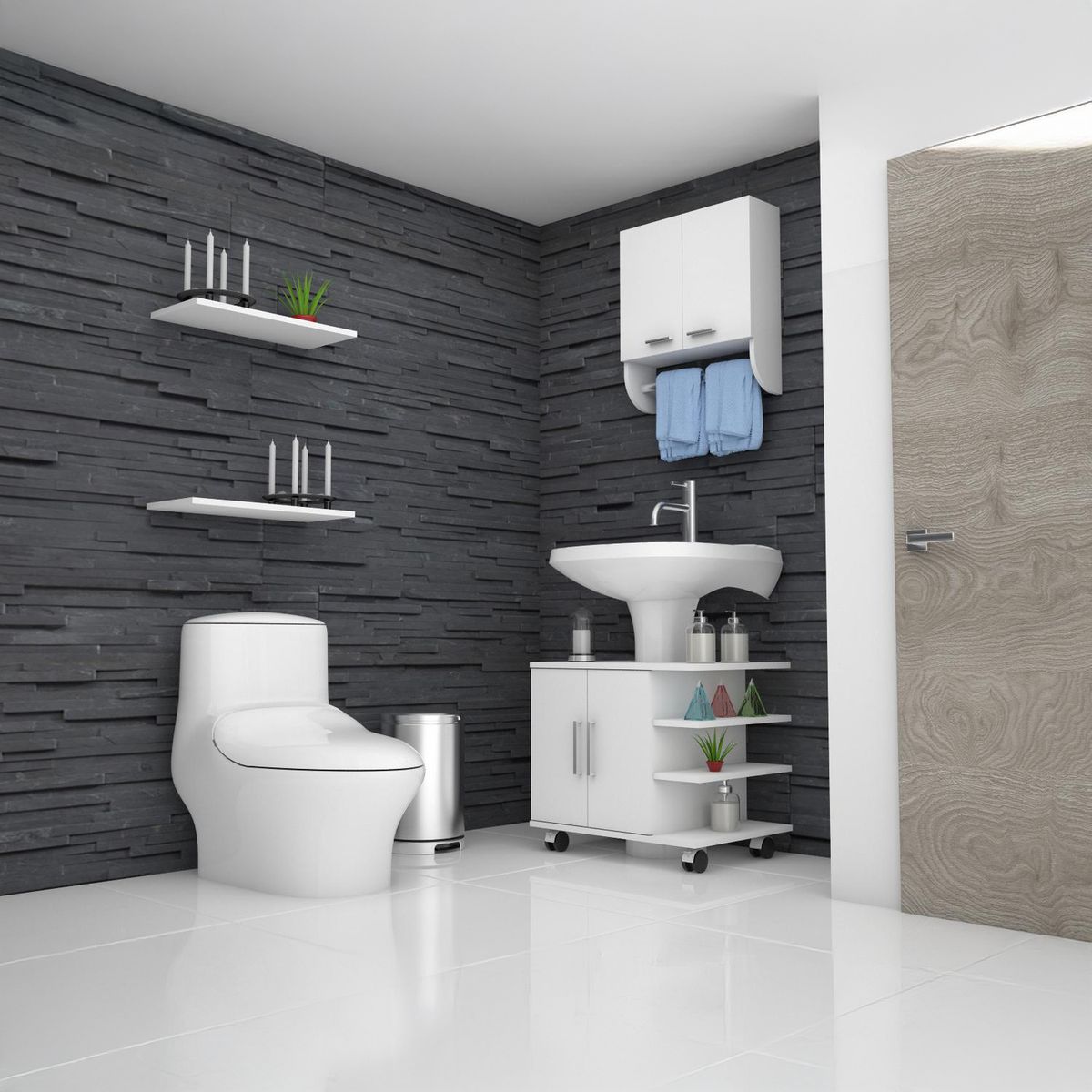 TUHOME - Combo Botiquín con Mueble Bajo Lavamanos