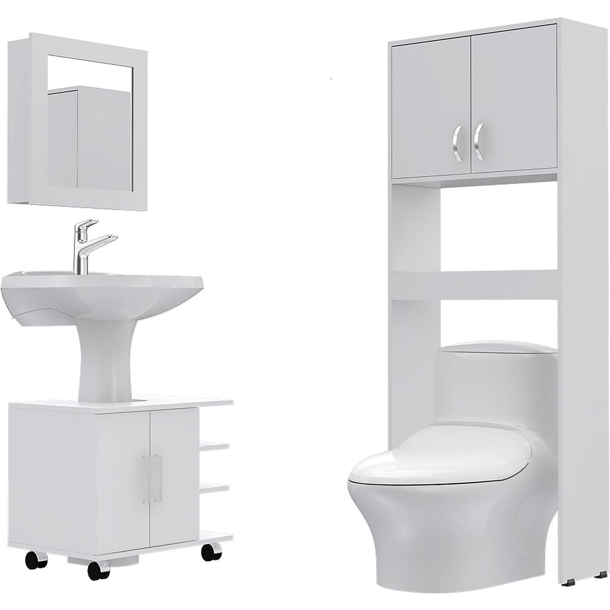 TUHOME - Botiquín Baño con Mueble Bajo Lavamanos y Estante