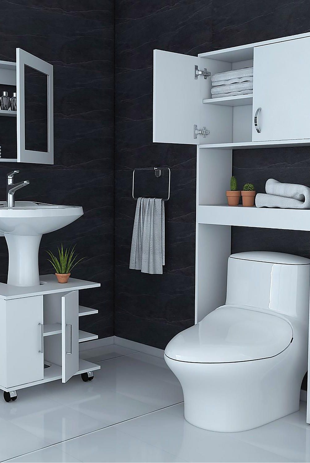 TUHOME - Botiquín Baño con Mueble Bajo Lavamanos y Estante
