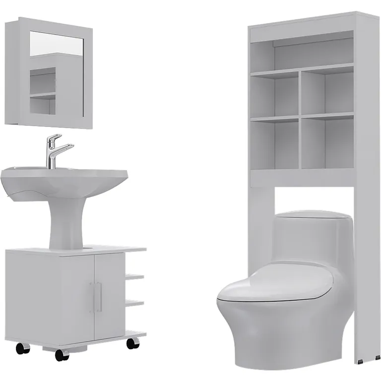 Combo Botiquín con Mueble Bajo Lavamanos y Estante
