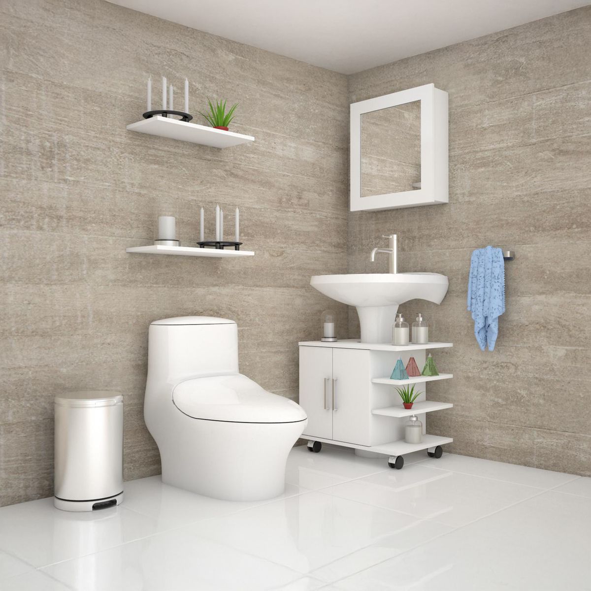 TUHOME - Botiquín Bath 47-B Optimizadores Lavamanos Big Bath Blanco