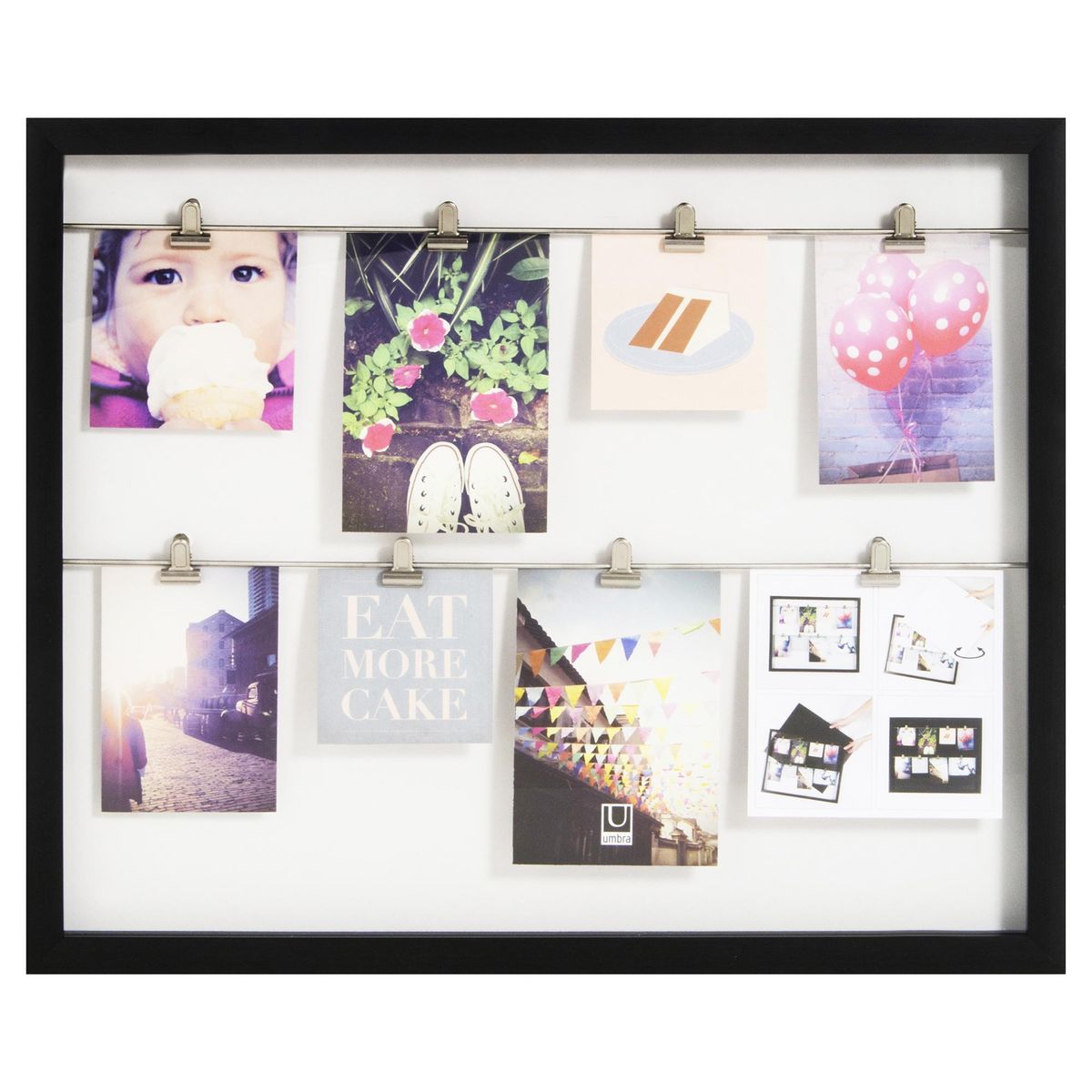 HOMY - Marco de Fotos con Pinzas 44x55 cm Negro Plástico