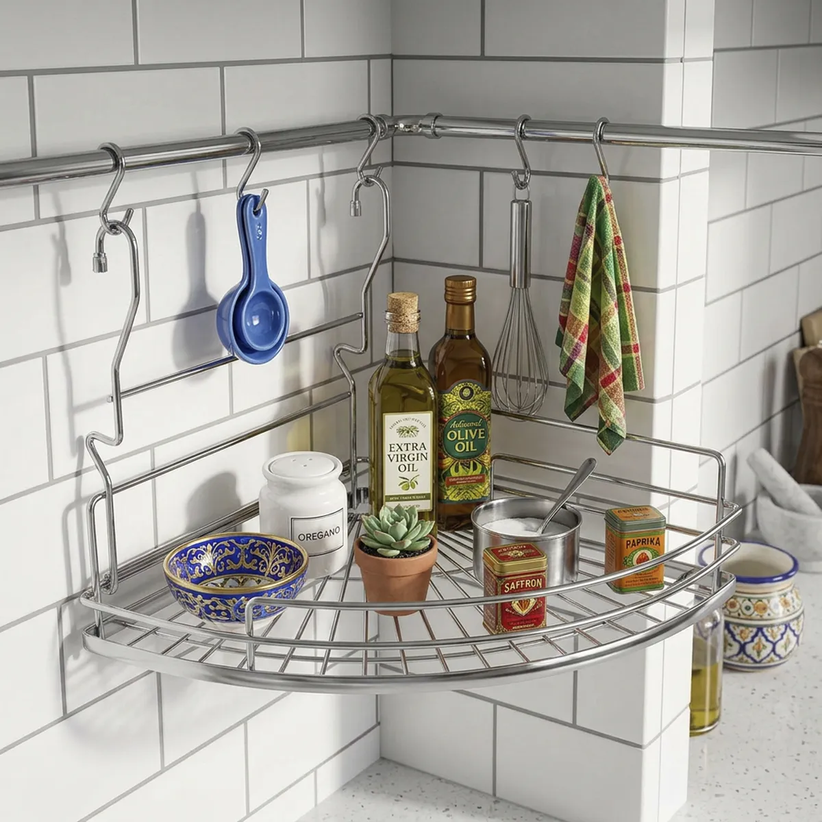 Canasto esquinero 10x31,5x35,5 cm acero cromado, marca JUST HOME COLLECTION - Foto Principal