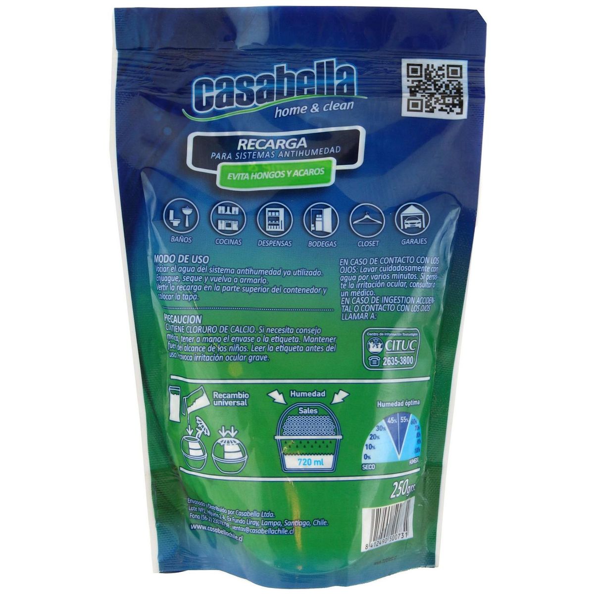 CASA BELLA - Recarga para sistema antihumedad Neutro 0.25 kg