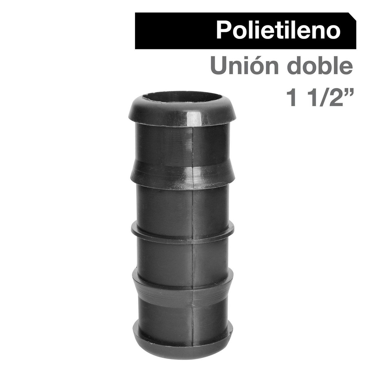 HOFFENS - Union Doble Polietileno 1 1/2" Negro 1u