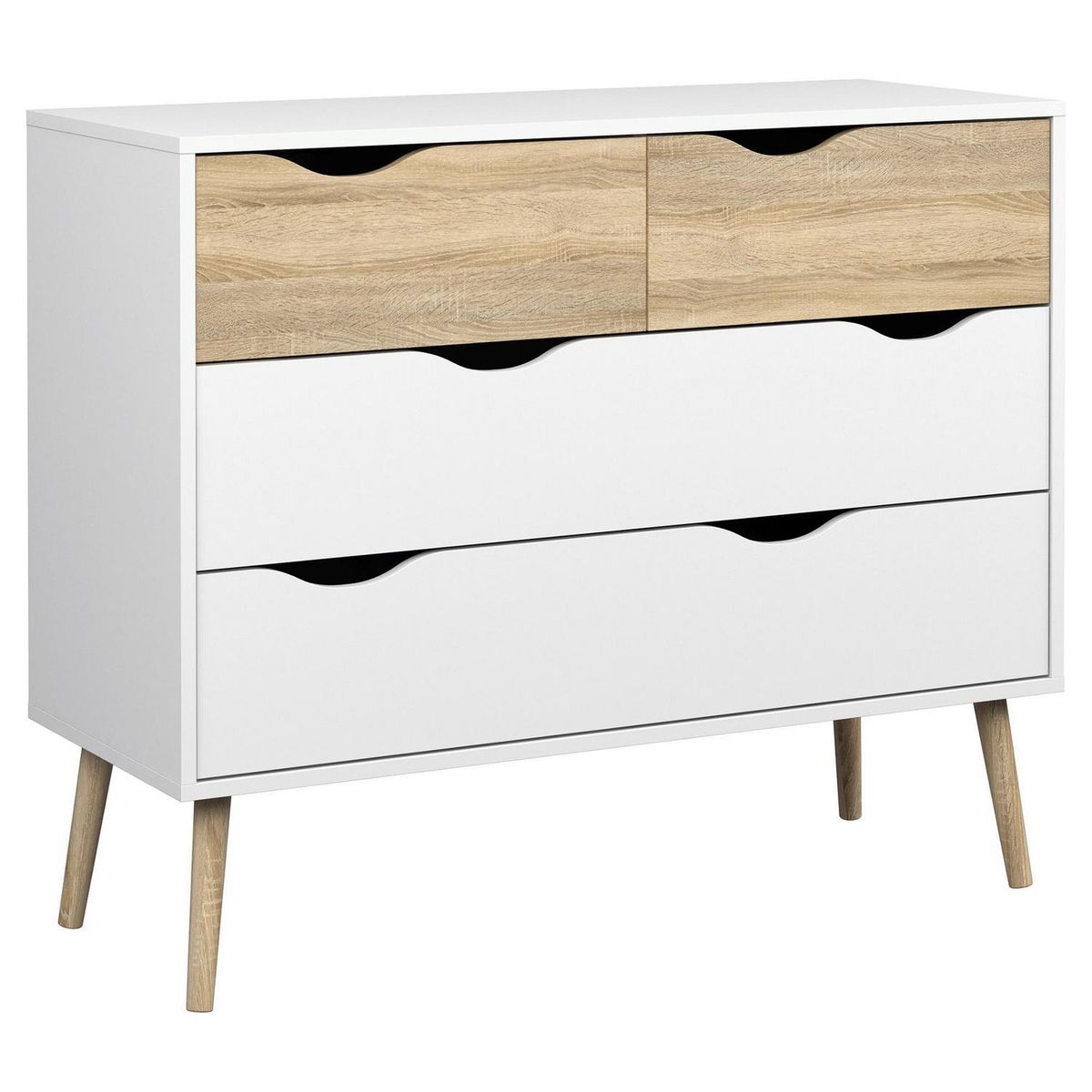 TVILUM - Cómoda 4 Cajones Oslo 98,7x39,1x81,7 cm blanco/oak